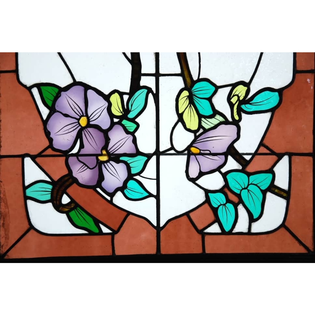 VITRAUX VITRAIL ART NOUVEAU CLEMATITES V96 | Biron VITRAUX VITRAIL ART NOUVEAU CLEMATITES V96