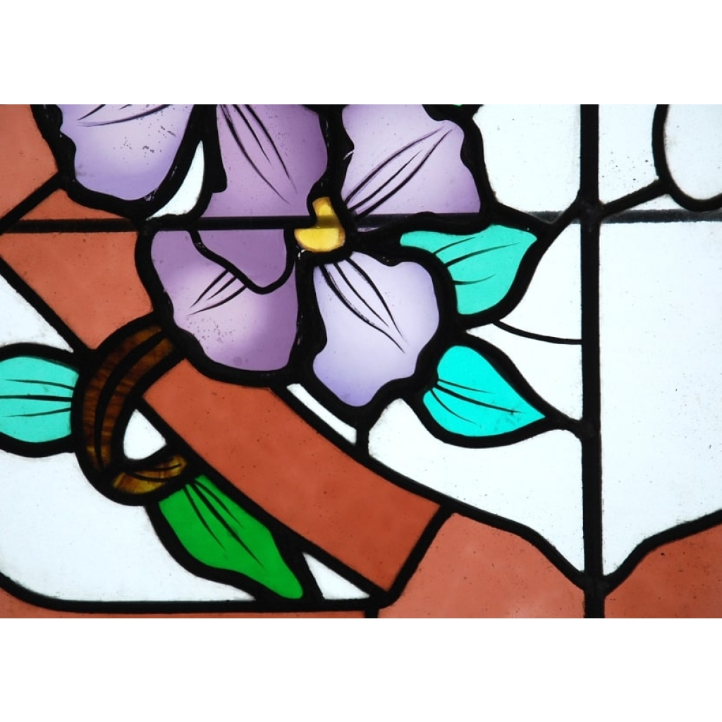 VITRAUX VITRAIL ART NOUVEAU CLEMATITES V96 | Biron VITRAUX VITRAIL ART NOUVEAU CLEMATITES V96