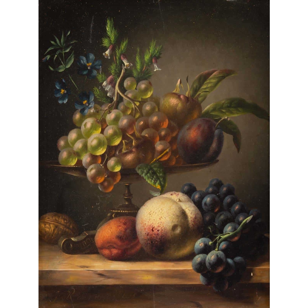 Nature morte signée Johanes Reekers datée 1855