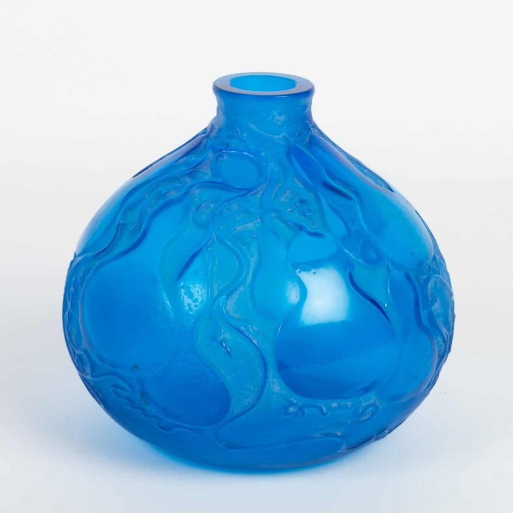 Vase « Courges » verre bleu électrique de René LALIQUE