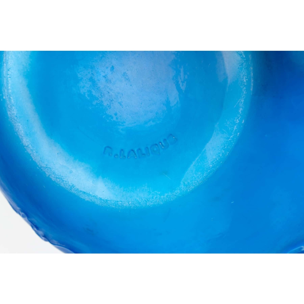 Vase « Courges » verre bleu électrique de René LALIQUE