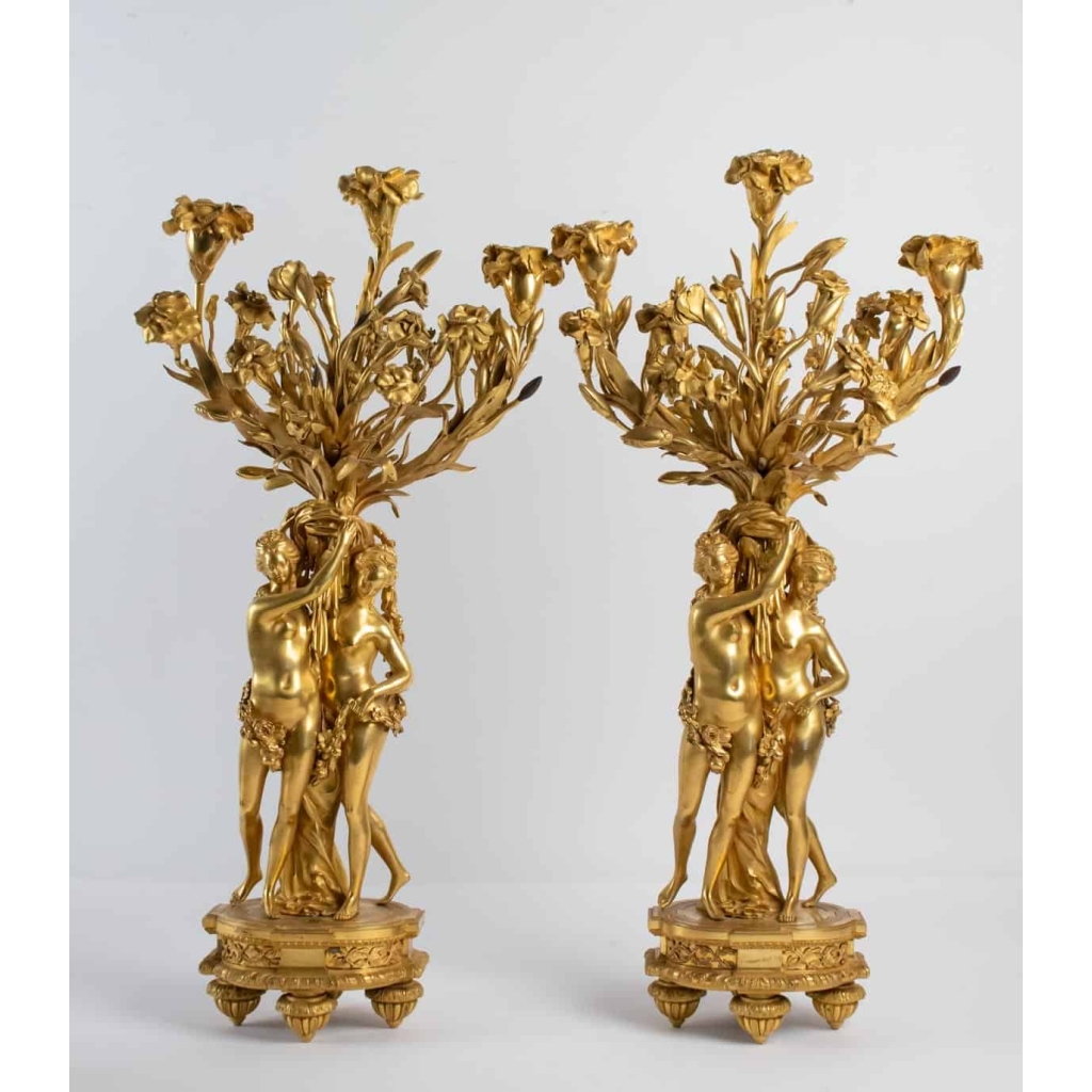Paire de candélabres style Louis XVI 19e siècle | Biron |||||||||||
