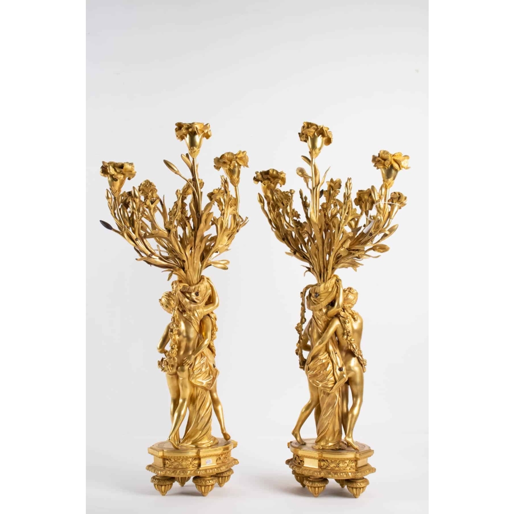 Paire de candélabres style Louis XVI 19e siècle | Biron Paire de candélabres style Louis XVI 19e siècle