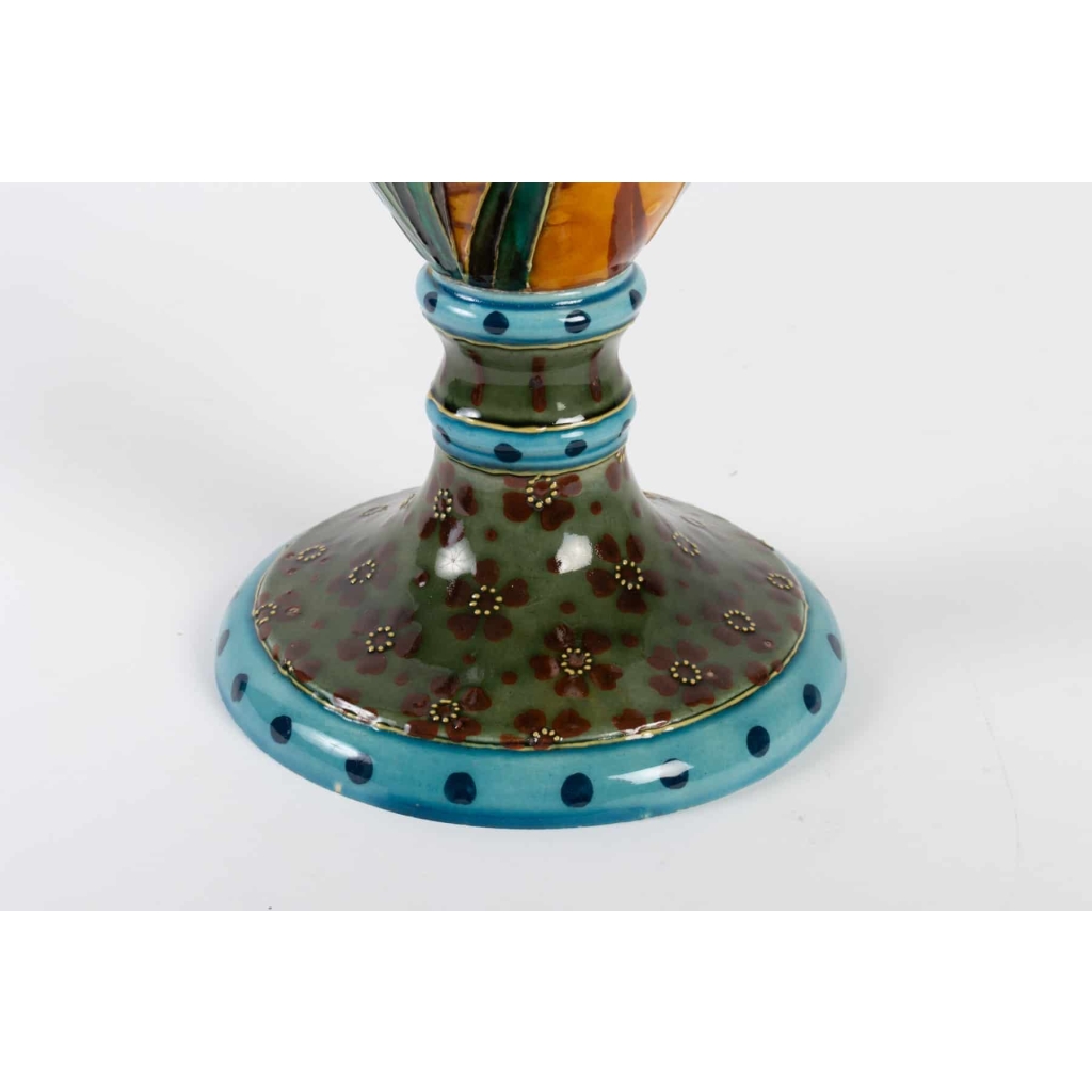 Grand Vase Art Nouveau :aux Iris et Oiseaux (1880) | Biron Grand Vase Art Nouveau :aux Iris et Oiseaux (1880)