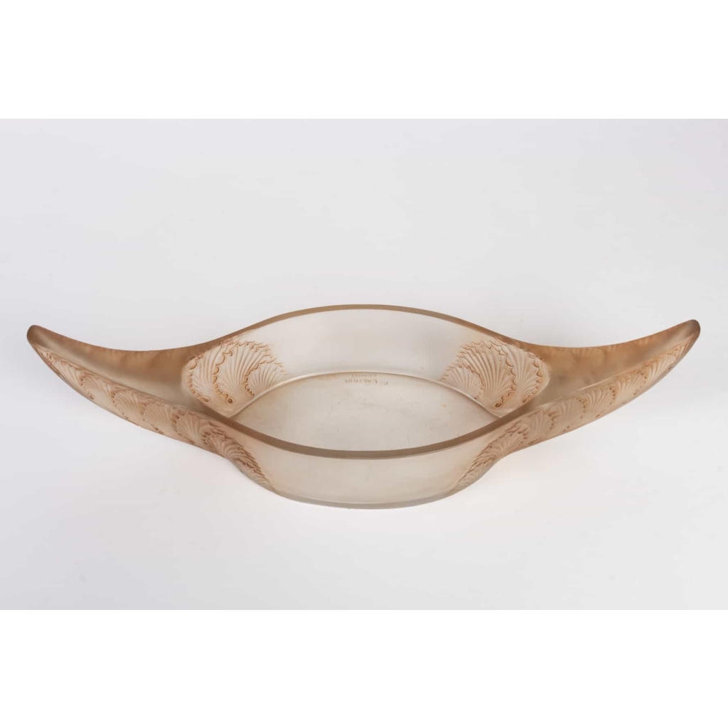 Jardinière « Acanthes » verre blanc patiné sépia de René LALIQUE