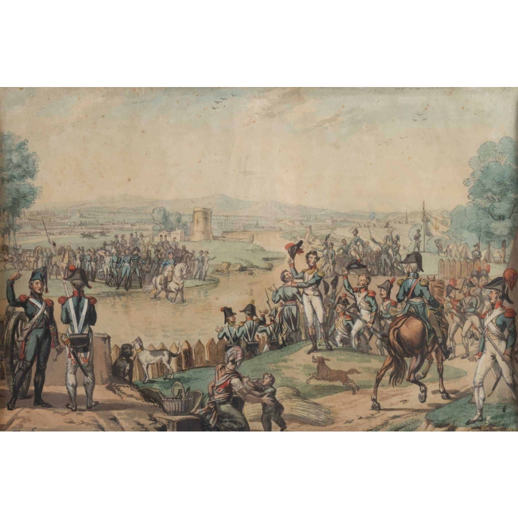 Tableau Scène de bataille Napoléonienne signée Samson 1816 | Biron Tableau Scène de bataille Napoléonienne signée Samson 1816