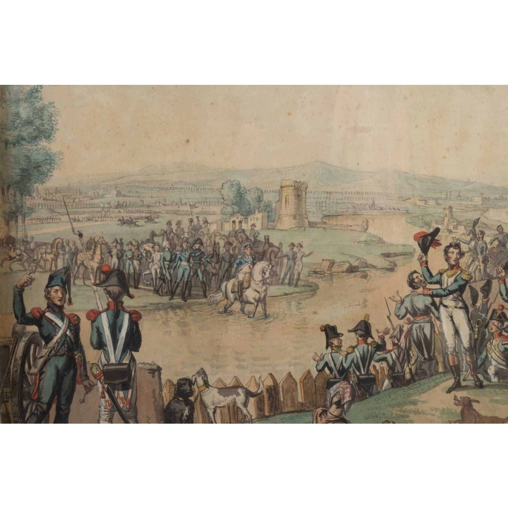 Tableau Scène de bataille Napoléonienne signée Samson 1816 | Biron Tableau Scène de bataille Napoléonienne signée Samson 1816