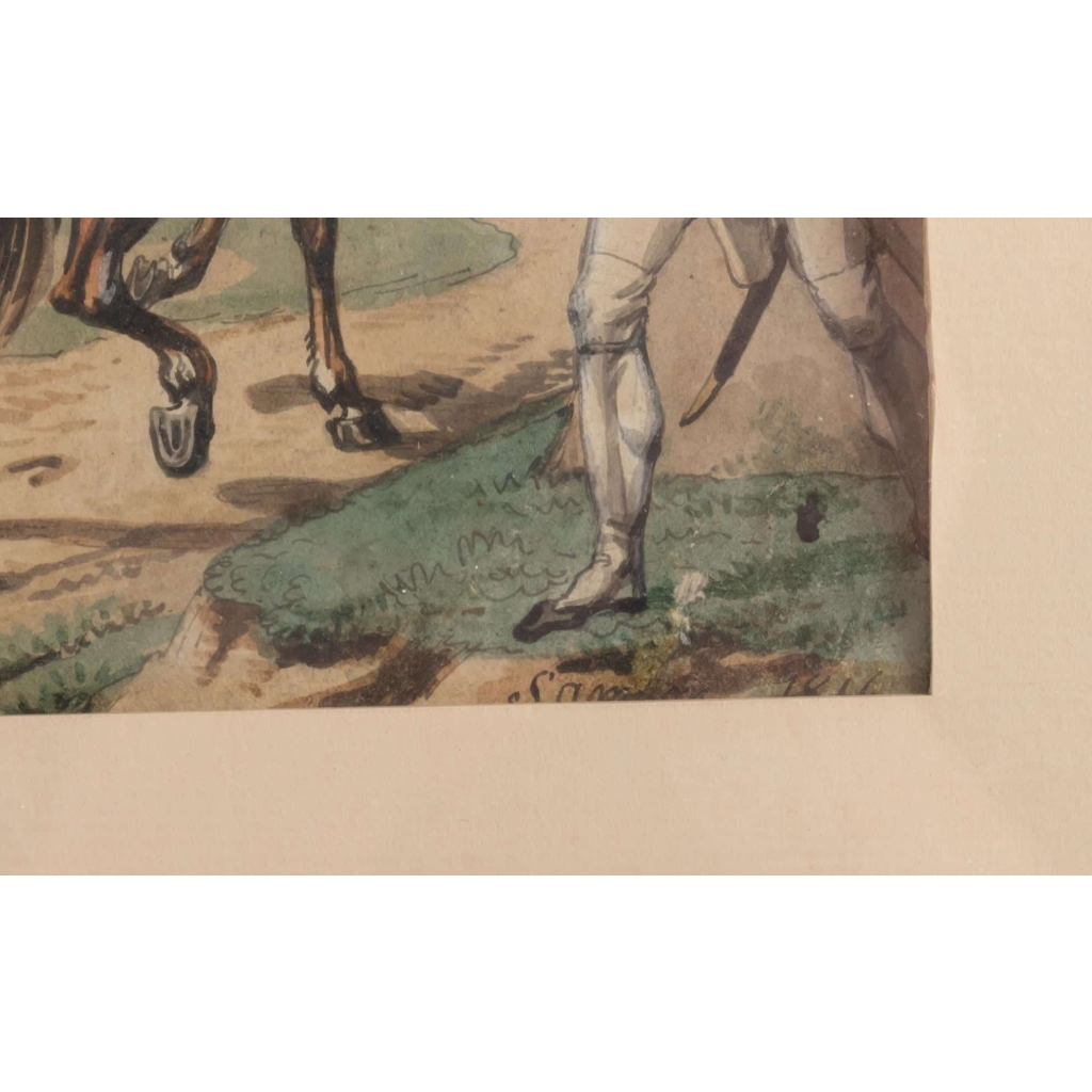 Tableau Scène de bataille Napoléonienne signée Samson 1816 | Biron Tableau Scène de bataille Napoléonienne signée Samson 1816