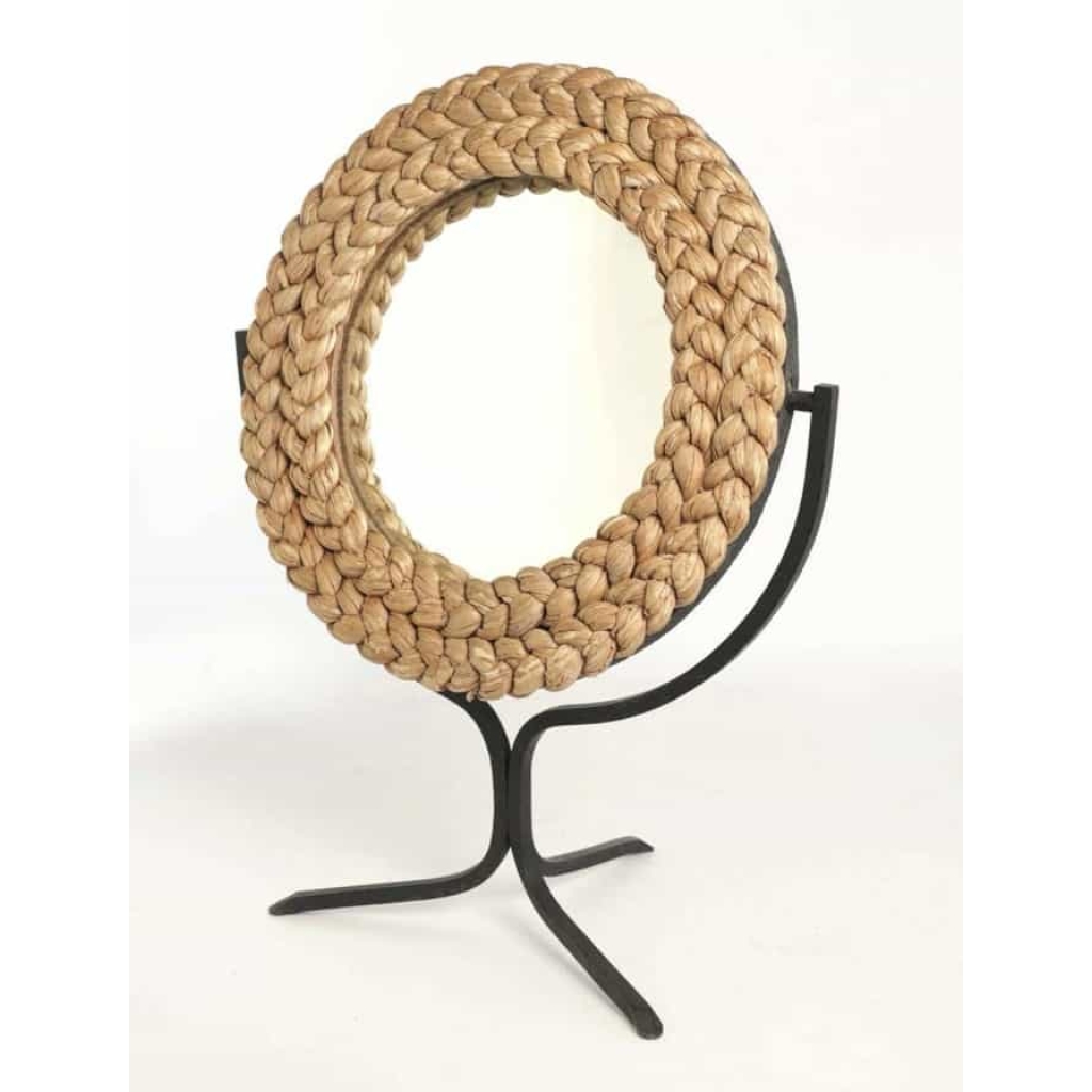 Miroir en corde et fer forgé Adrien Audoux et Frida Minet 1950. | Biron Miroir en corde et fer forgé Adrien Audoux et Frida Minet 1950.