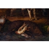 Tableau la partie de dés des chasseurs signée Jean MIEG 1842