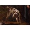 Tableau la partie de dés des chasseurs signée Jean MIEG 1842