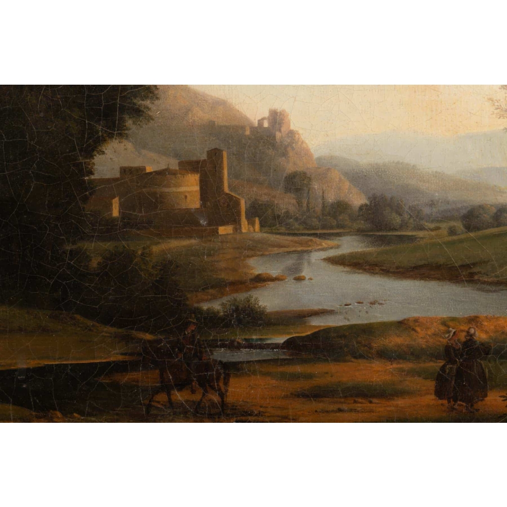 Huile sur toile paysage italianisant, école française vers 1830