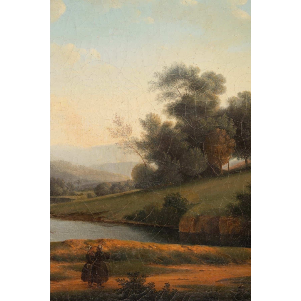 Huile sur toile paysage italianisant, école française vers 1830