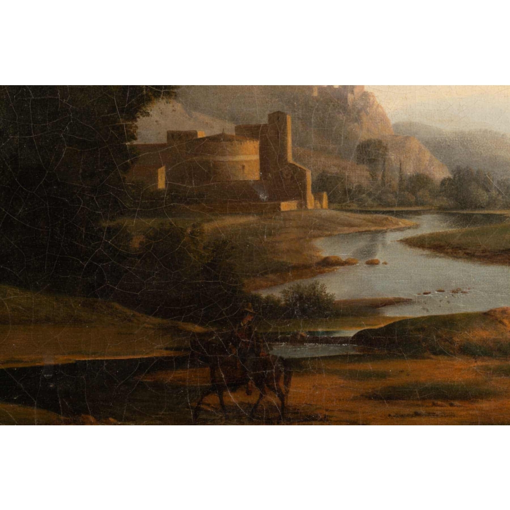 Huile sur toile paysage italianisant, école française vers 1830