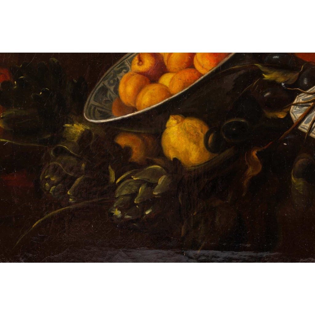 Nature morte aux cerises et melons, XVIII ème siècle. Suiveur de SNYDER