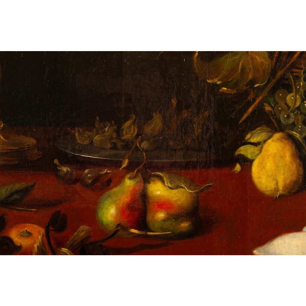 Nature morte aux cerises et melons, XVIII ème siècle. Suiveur de SNYDER