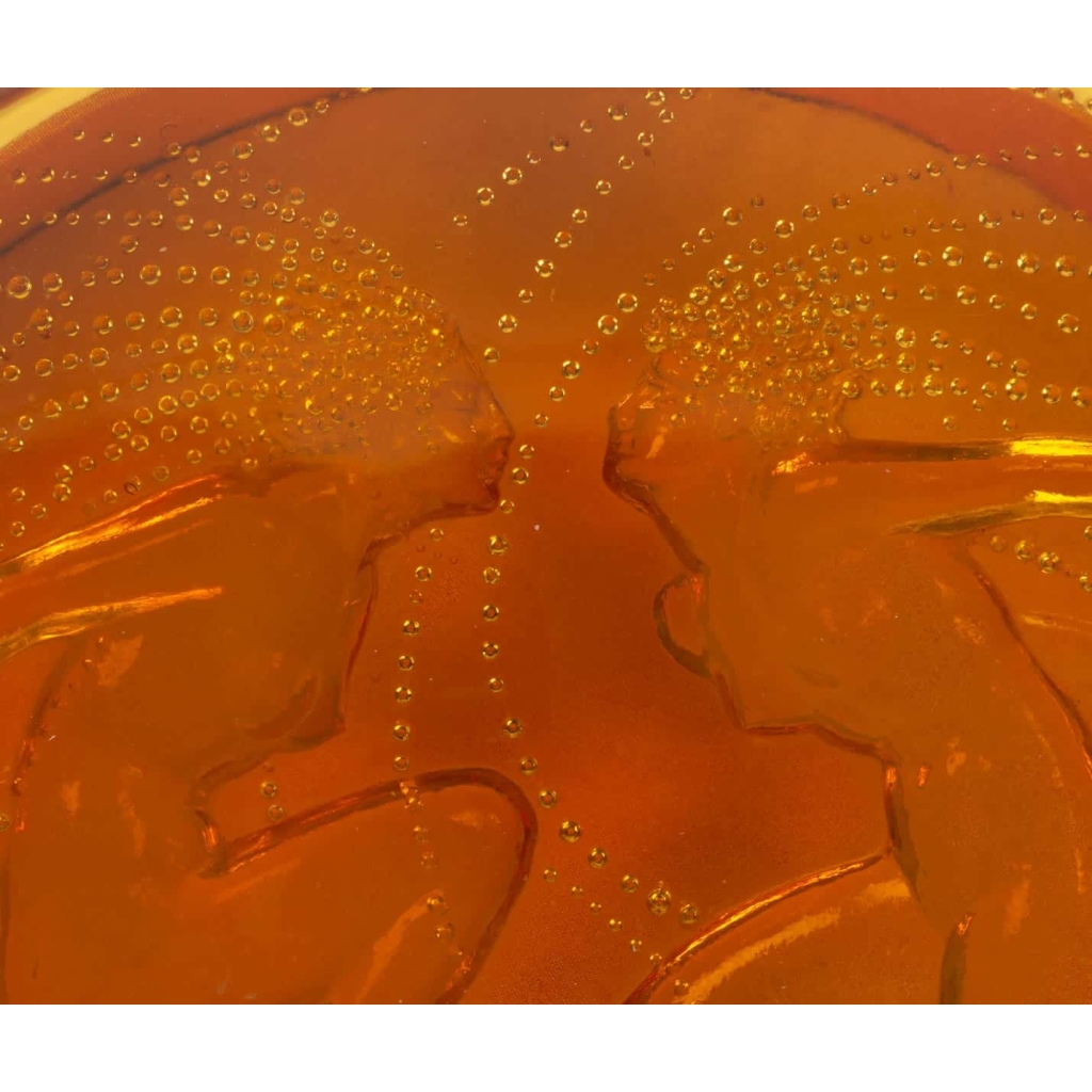 Boite « Deux Sirènes » verre orange opalescent de René LALIQUE