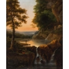 Huile sur toile Personnage près des cascades XVIIIe siècle