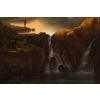 Huile sur toile Personnage près des cascades XVIIIe siècle
