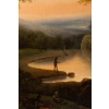 Huile sur toile Personnage près des cascades XVIIIe siècle