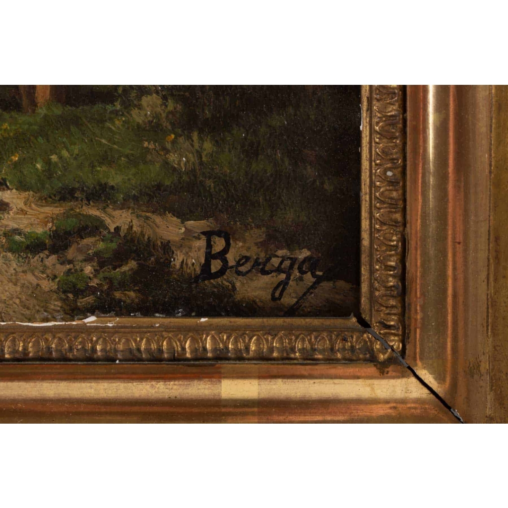 Huile sur panneau ,19eme siecle signée BERGA