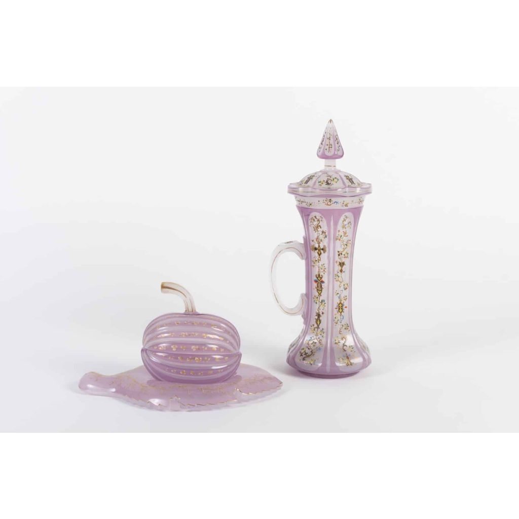 Chope et Sucrier en opaline époque Napoléon III | Biron |||||||