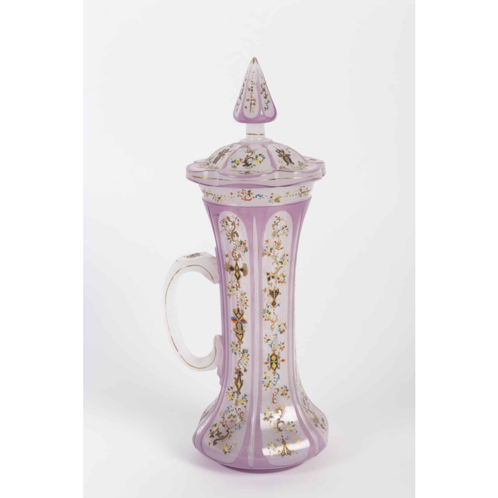 Chope et Sucrier en opaline époque Napoléon III | Biron Chope et Sucrier en opaline époque Napoléon III