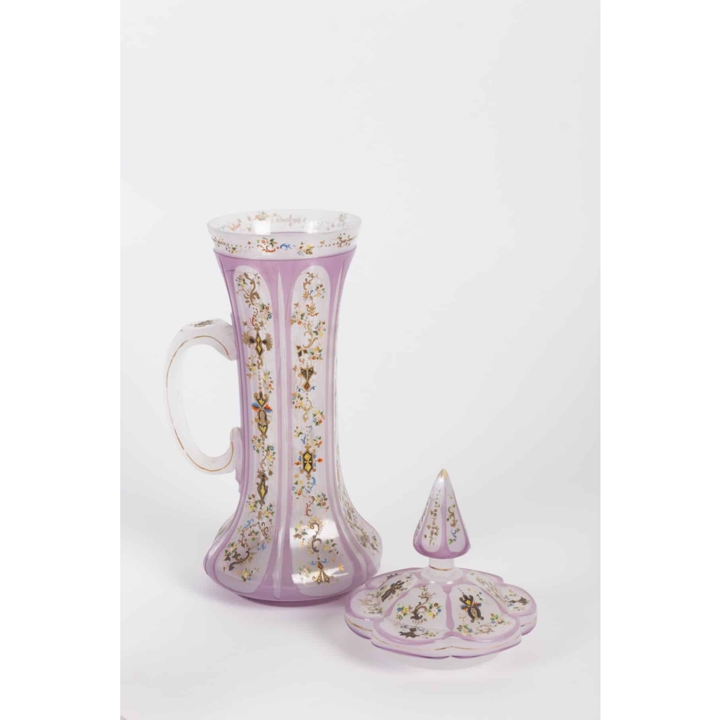 Chope et Sucrier en opaline époque Napoléon III | Biron Chope et Sucrier en opaline époque Napoléon III