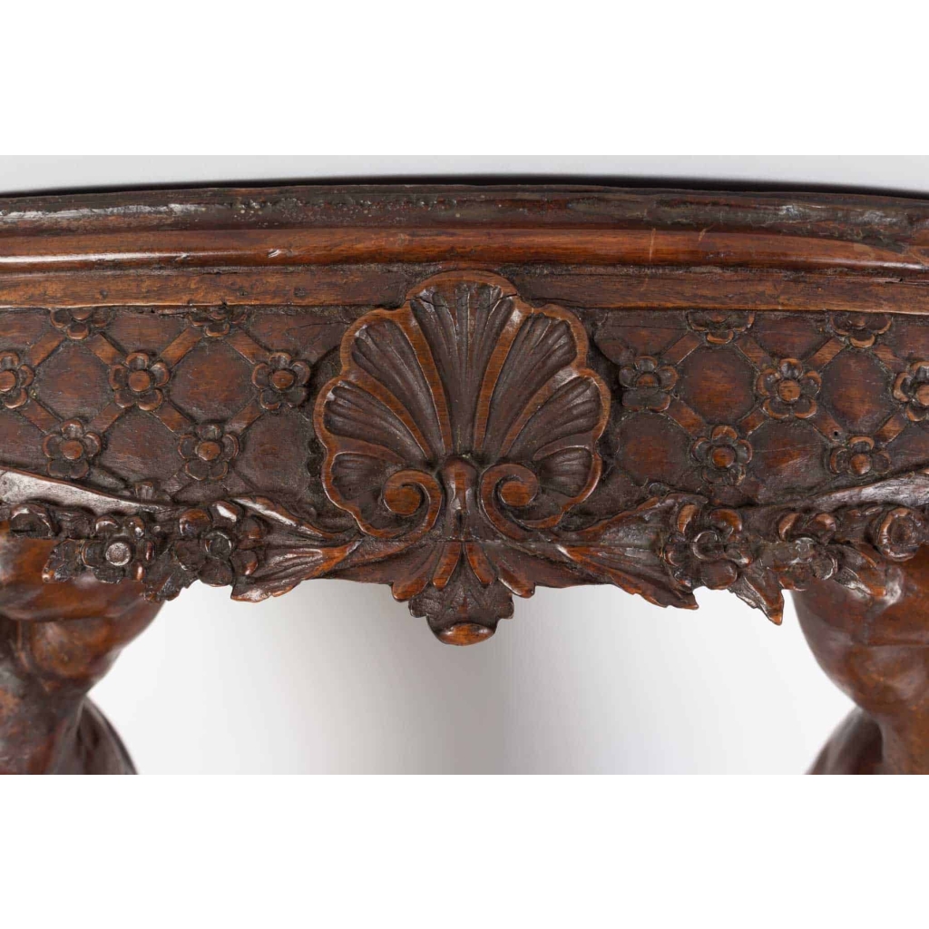 Console Régence en noyer aux Naïades | Biron Console Régence en noyer aux Naïades