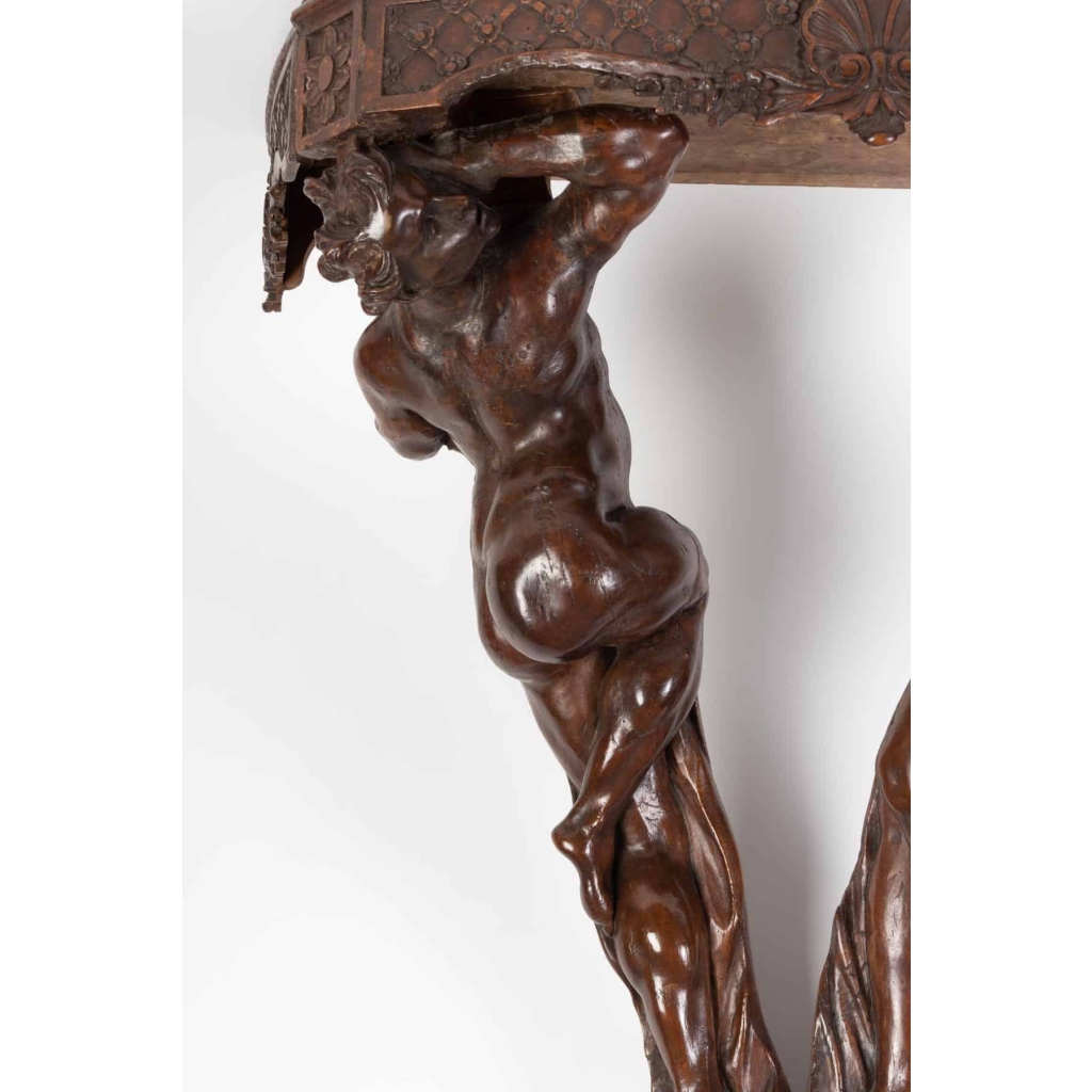 Console Régence en noyer aux Naïades | Biron Console Régence en noyer aux Naïades