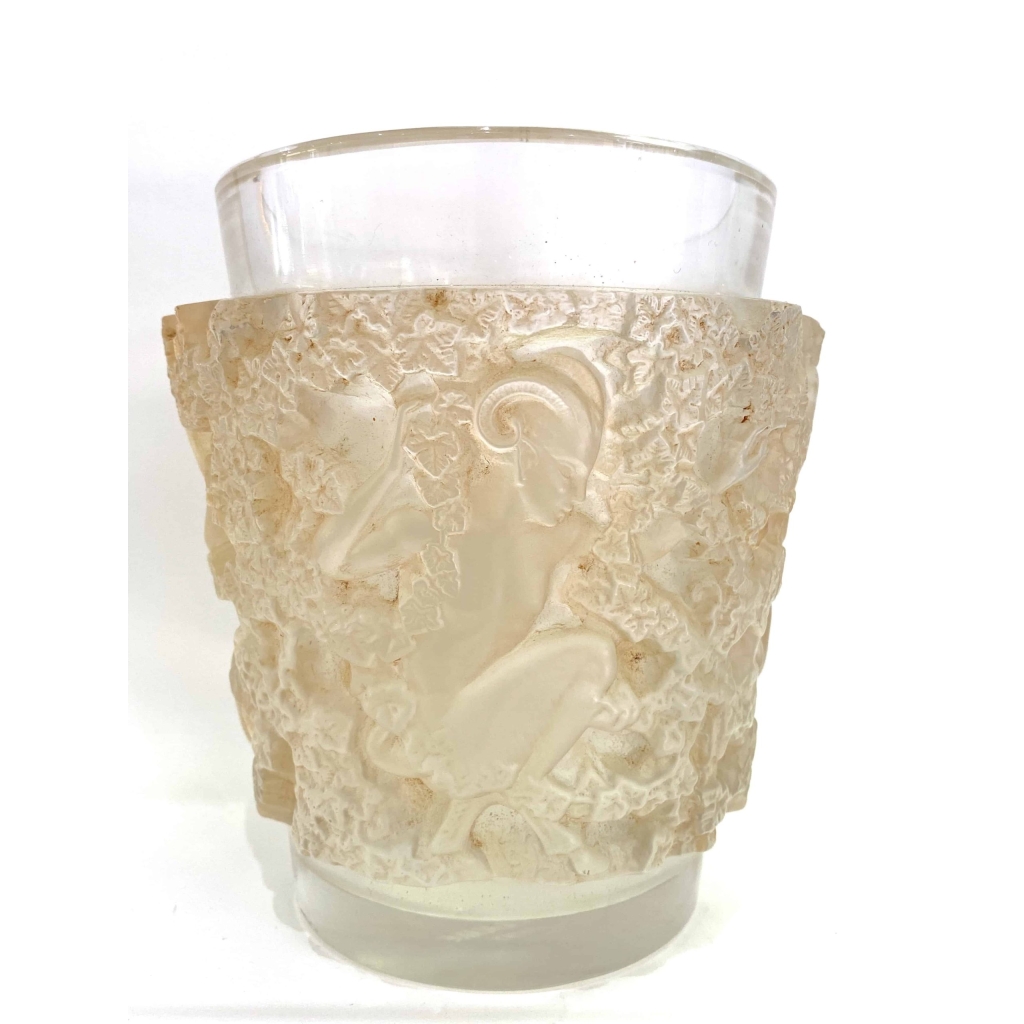 Vase « Bacchus » verre blanc patiné sépia de René LALIQUE | Biron ||||||
