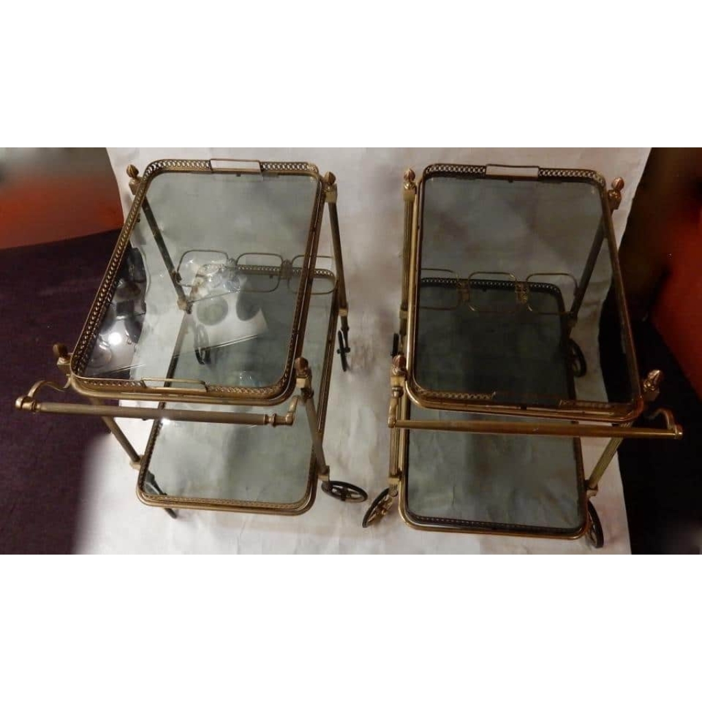 1970' Paire De Bars Roulants en Bronze et Laiton Doré Maison Baguès (Réservé)