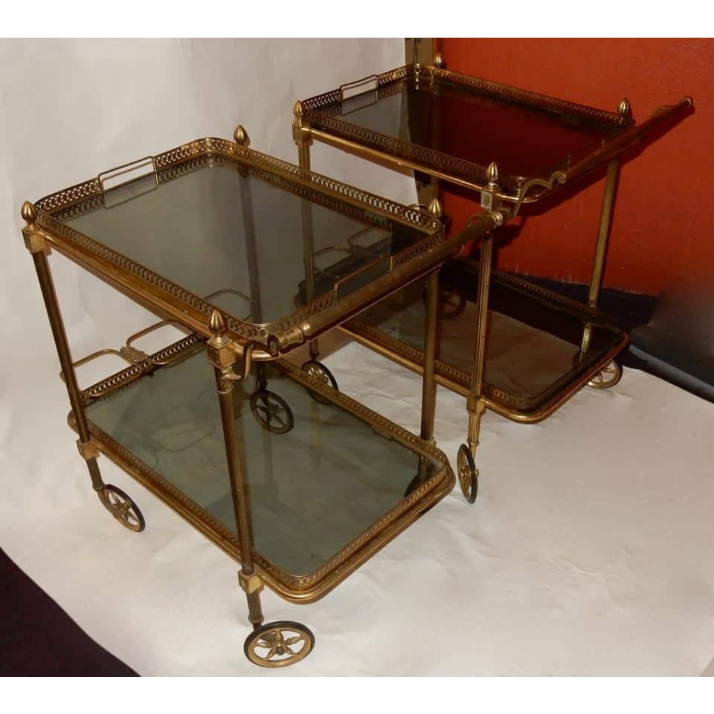 1970' Paire De Bars Roulants en Bronze et Laiton Doré Maison Baguès (Réservé)