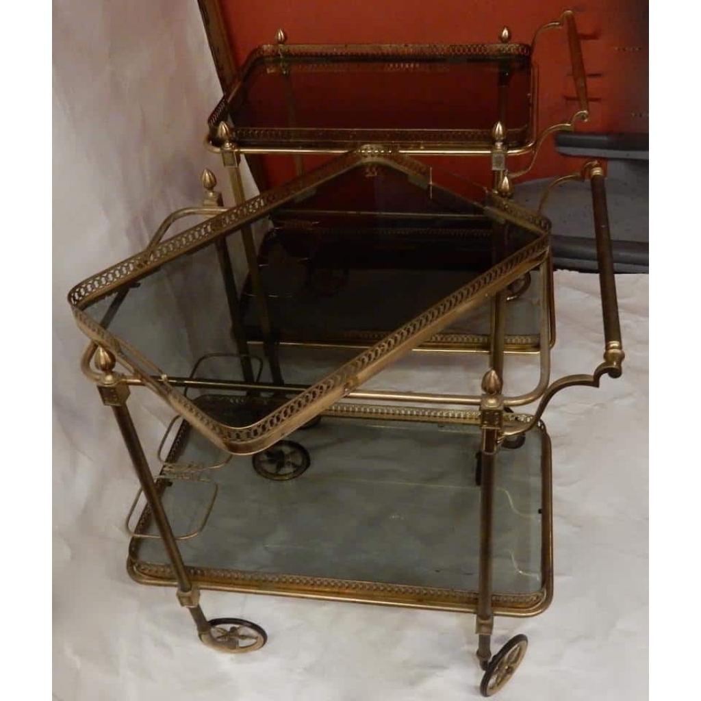 1970' Paire De Bars Roulants en Bronze et Laiton Doré Maison Baguès (Réservé)