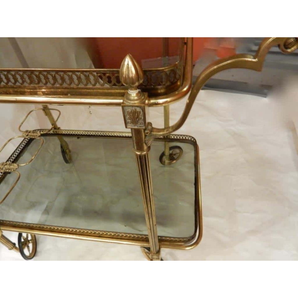1970' Paire De Bars Roulants en Bronze et Laiton Doré Maison Baguès (Réservé)