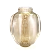 Vase « Six Figurines et Masques » verre blanc patiné sépia de René LALIQUE | Biron ||||||