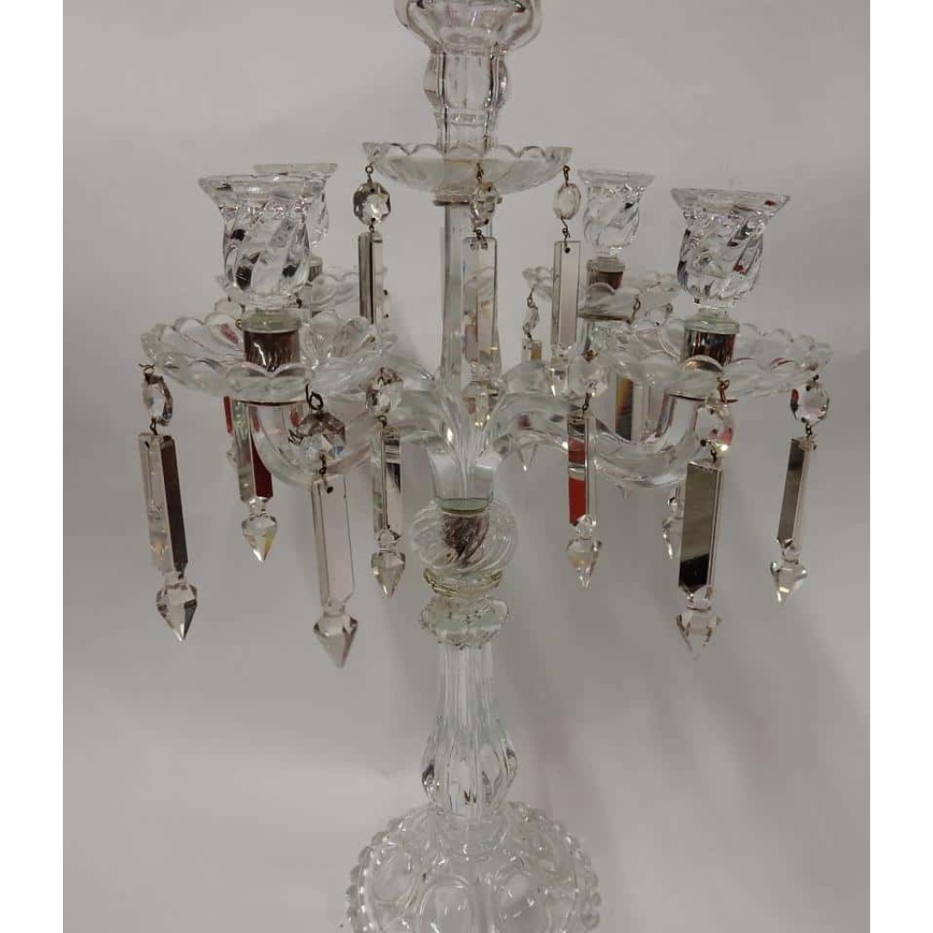 1950′ Chandelier Baccarat Avec 4 Branches Socle Perlé Modéle Bambou Ou Tors Non Signé | Biron 1950' Chandelier Baccarat Avec 4 Branches Socle Perlé Modéle Bambou Ou Tors Non Signé
