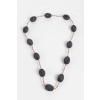 Collier Sautoir « Grosses Graines » verre noir patiné blanc de René LALIQUE | Biron |||||||