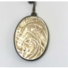 Miroir Pendentif « Sauterelles » verre blanc patiné sépia monture argent de René LALIQUE | Biron Miroir Pendentif "Sauterelles" verre blanc patiné sépia monture argent de René LALIQUE