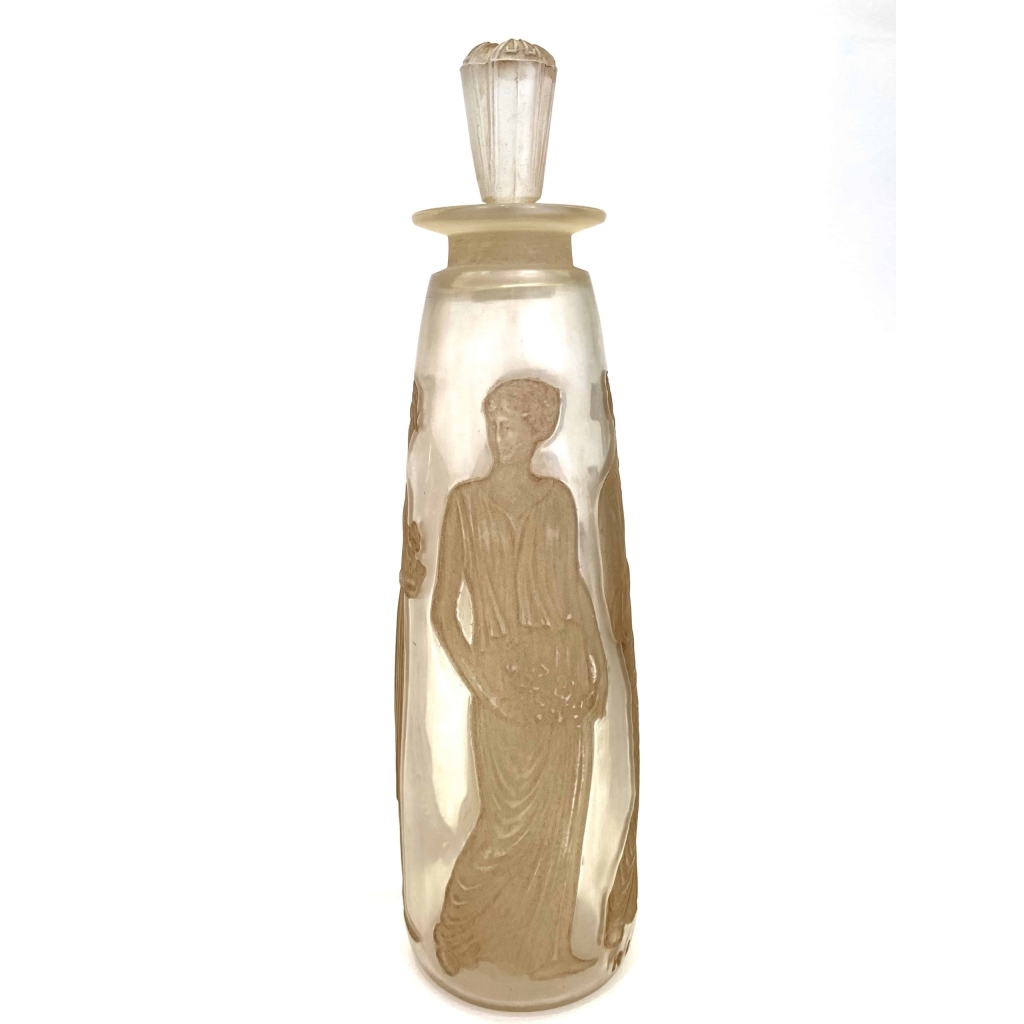Flacon « Ambre Antique » pour Coty verre blanc patiné sépia de René LALIQUE | Biron Flacon "Ambre Antique" pour Coty verre blanc patiné sépia de René LALIQUE