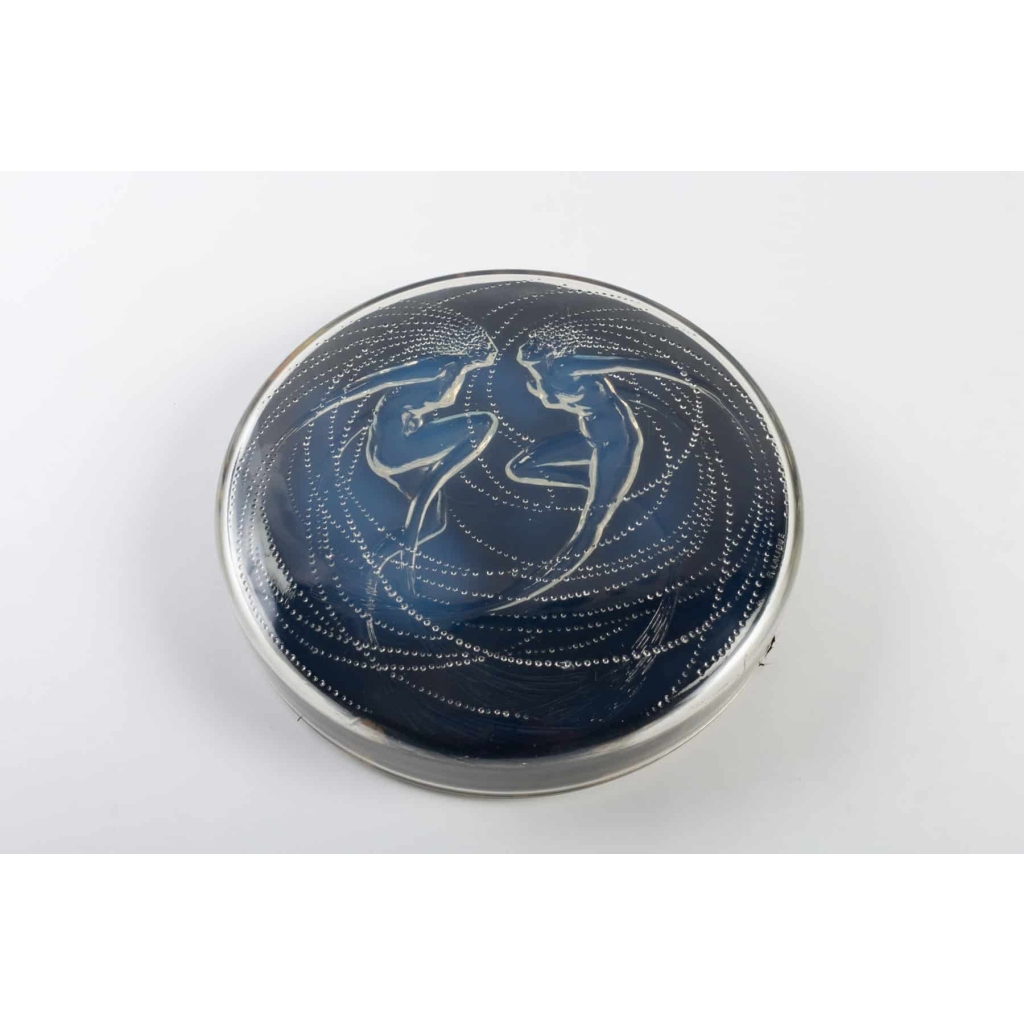 Boite « Deux Sirènes » verre opalescent base satin noir de René LALIQUE | Biron Boite « Deux Sirènes » verre opalescent base satin noir de René LALIQUE