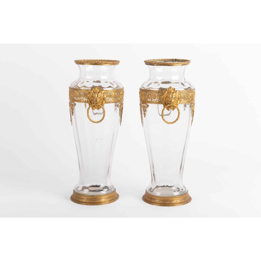 Paire de vases en cristal et bronze doré Napoléon III | Biron ||||||||