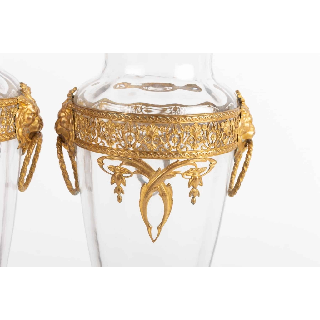 Paire de vases en cristal et bronze doré Napoléon III | Biron Paire de vases en cristal et bronze doré Napoléon III