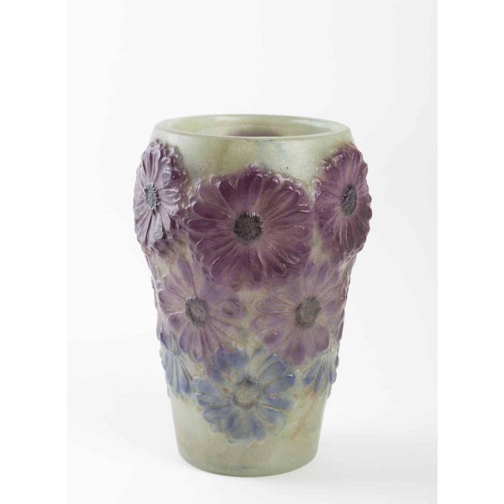 Vase « Soucis » pâte de verre verte, violette et bleue de Gabriel ARGY-ROUSSEAU | Biron |||||||