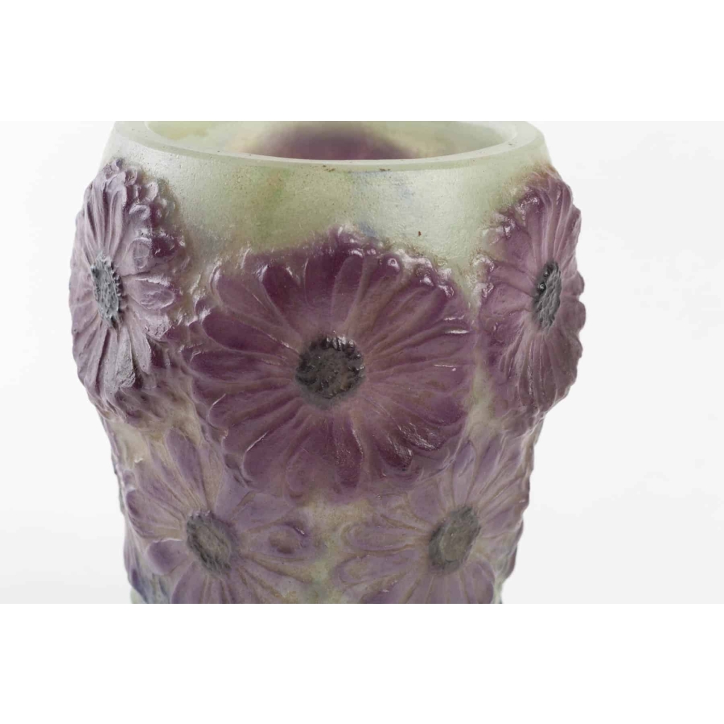 Vase « Soucis » pâte de verre verte, violette et bleue de Gabriel ARGY-ROUSSEAU | Biron Vase « Soucis » pâte de verre verte, violette et bleue de Gabriel ARGY-ROUSSEAU