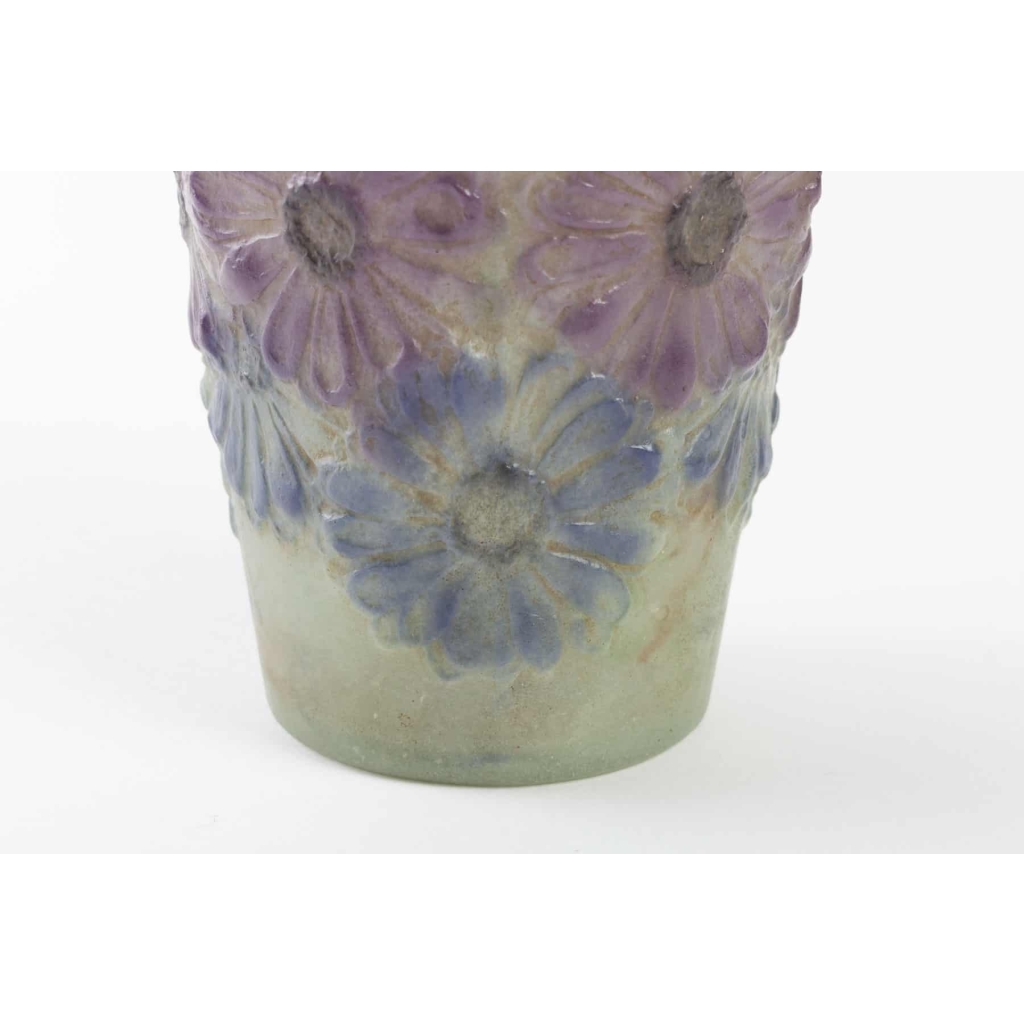 Vase « Soucis » pâte de verre verte, violette et bleue de Gabriel ARGY-ROUSSEAU | Biron Vase « Soucis » pâte de verre verte, violette et bleue de Gabriel ARGY-ROUSSEAU
