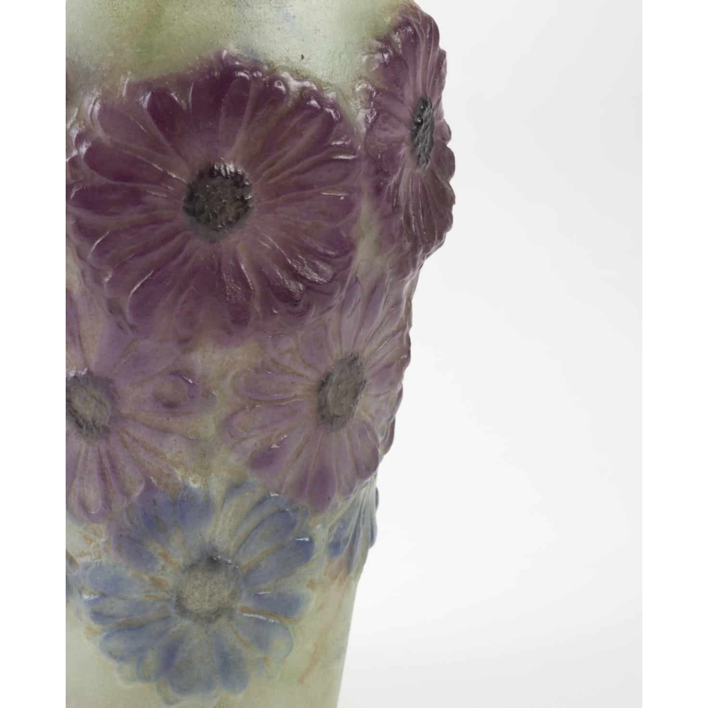 Vase « Soucis » pâte de verre verte, violette et bleue de Gabriel ARGY-ROUSSEAU | Biron Vase « Soucis » pâte de verre verte, violette et bleue de Gabriel ARGY-ROUSSEAU
