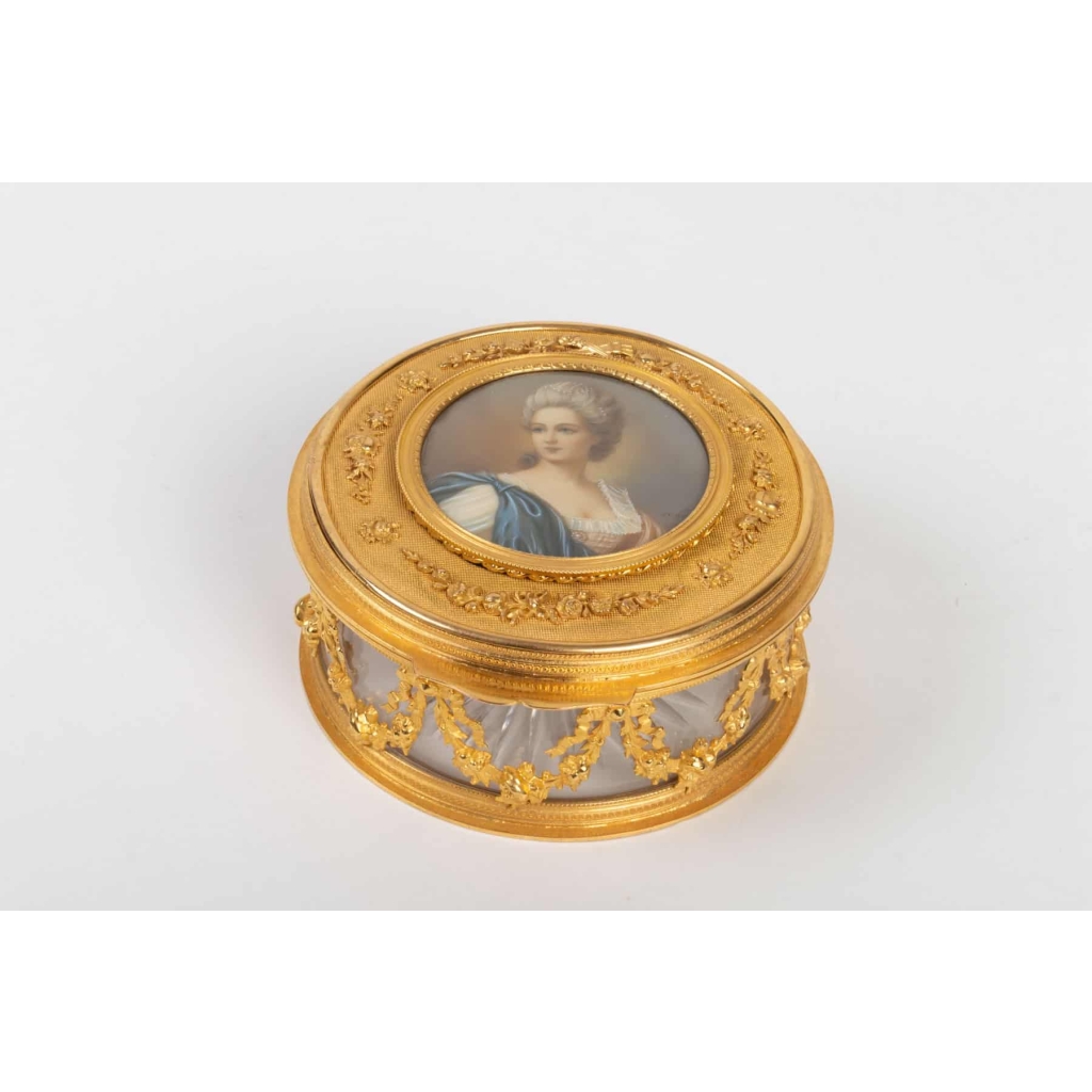 Coffret cristal et bronze, peinture sur ivoire, 19e siècle Napoléon III | Biron ||||||||
