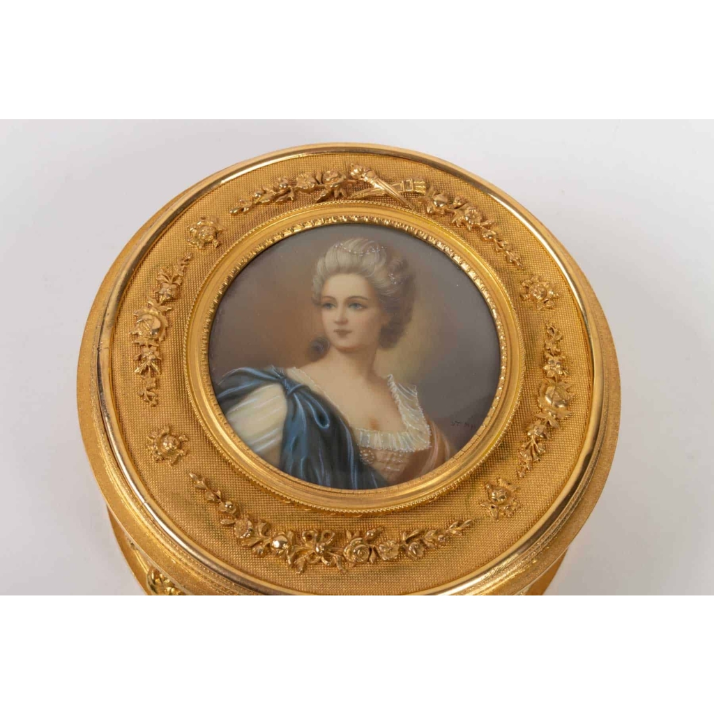 Coffret cristal et bronze, peinture sur ivoire, 19e siècle Napoléon III | Biron Coffret cristal et bronze, peinture sur ivoire, 19e siècle Napoléon III