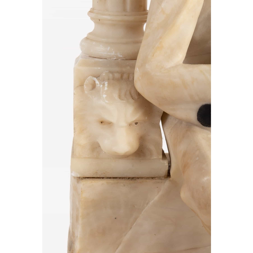 Lampe en albâtre Pierrot XXe siècle | Biron Lampe en albâtre Pierrot XXe siècle